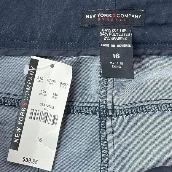 New York & Co Pants‎ Womens Size 16 Navy Mid Rise Crop Slim - Picture 6 of 8
